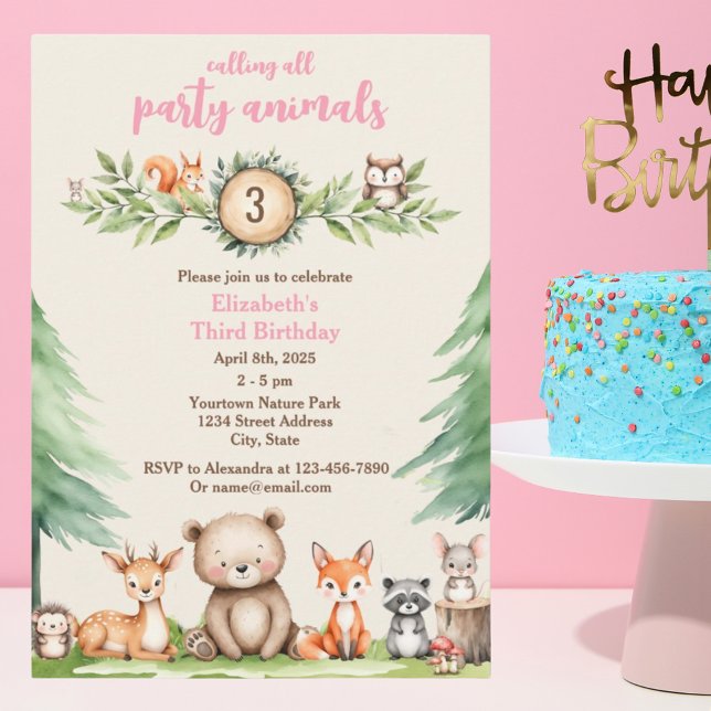 Woodland Party Animals Birthday Party Invitation (Creator Uploaded)