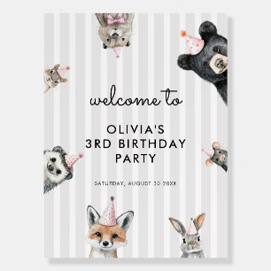 Woodland Party Animals Birthday Welcome Sign