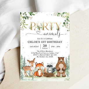 Woodland Party Animals Boy Birthday Invitation