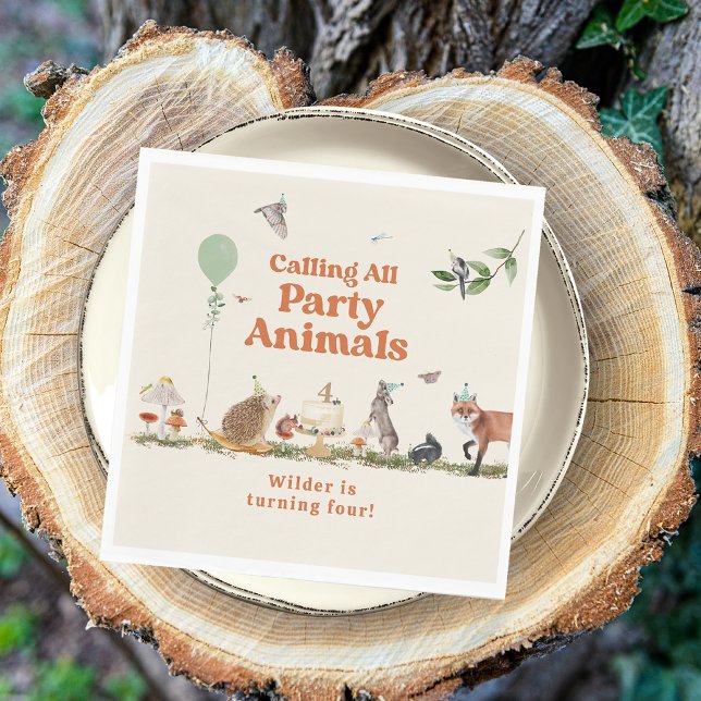 Woodland Party Animals Neutral Birthday Party Napkins (Creator Uploaded)
