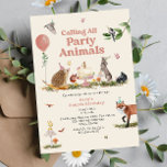 Woodland Party Animals Pink Birthday Party Invitation