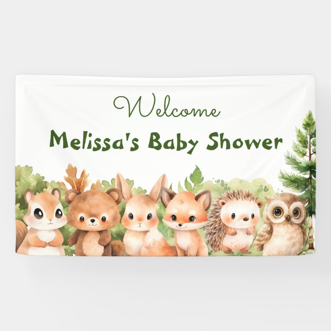  Woodland Party Baby Shower Welcome Banner (Horizontal)