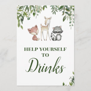 Woodland Party Sign - Drink station sign 5x7 Invitation