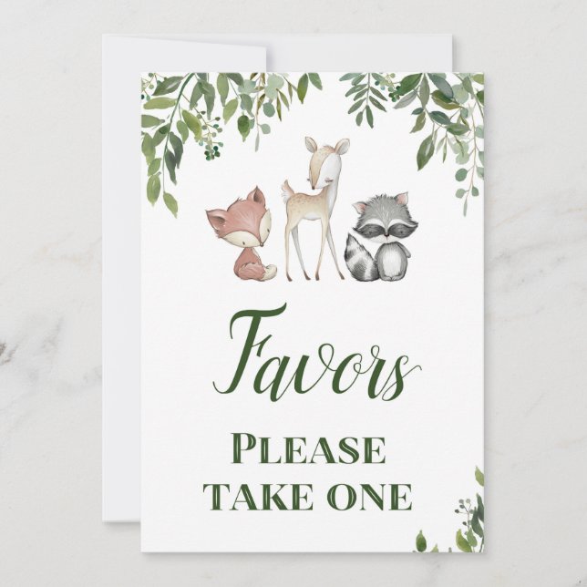 Woodland Party Sign - Favors sign 5x7 Invitation (Front)