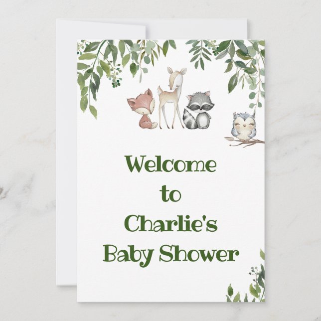 Woodland Party Sign - Welcome sign 5x7 Invitation (Front)