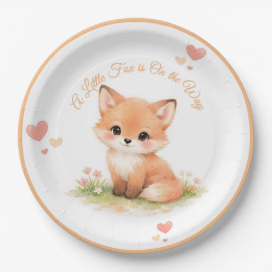 Woodland Pastel Baby Fox Baby Shower Paper Plates