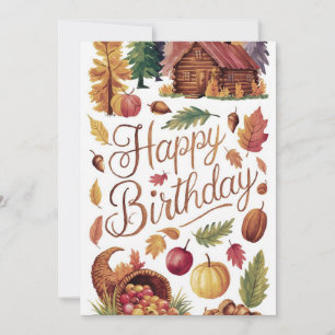 Woodland Pastel Wish Autumn Fall Happy Birthday Card