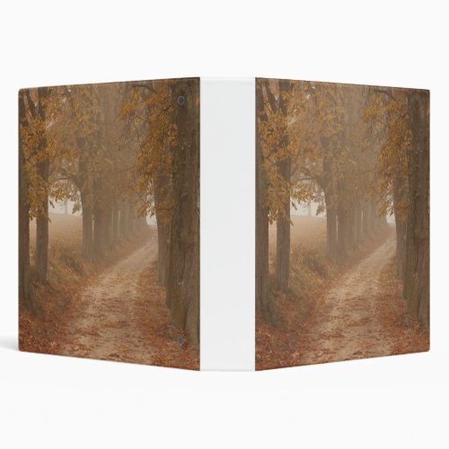 Woodland Path Lined by Autumn Trees Photo 3 Ring Binder