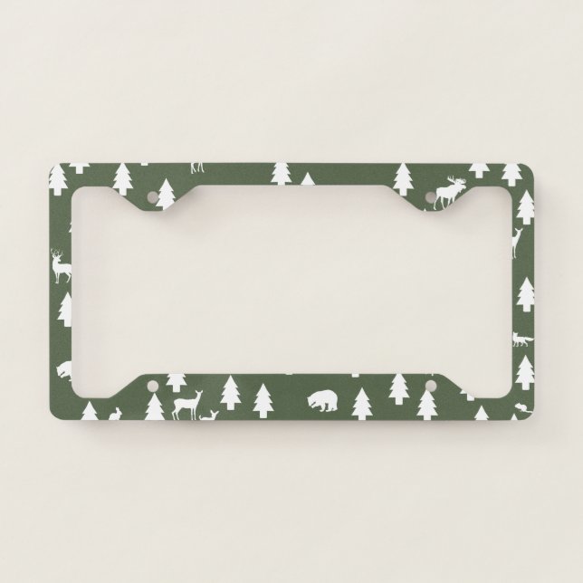 Woodland Pattern: Green License Plate Frame (Front)