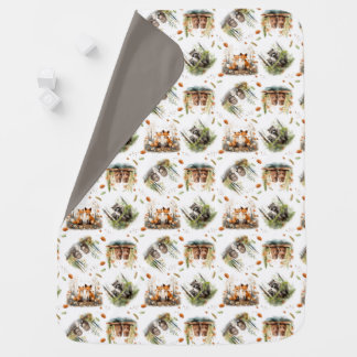 Woodland Pattern Raccoon Porcupine Fox Beaver Baby Blanket