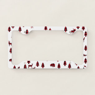 Woodland Pattern: Red Buffalo Plaid License Plate Frame