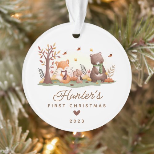 Woodland Photo Babys First Christmas Ornament