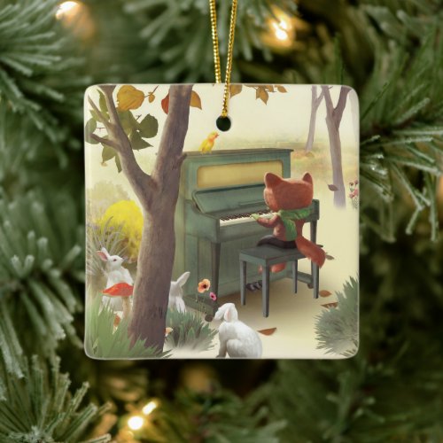 Woodland Pianist Ceramic Ornament