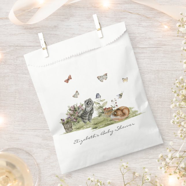 Woodland Picnic | Forest Animals Baby Shower Favor Bag (Clipped)