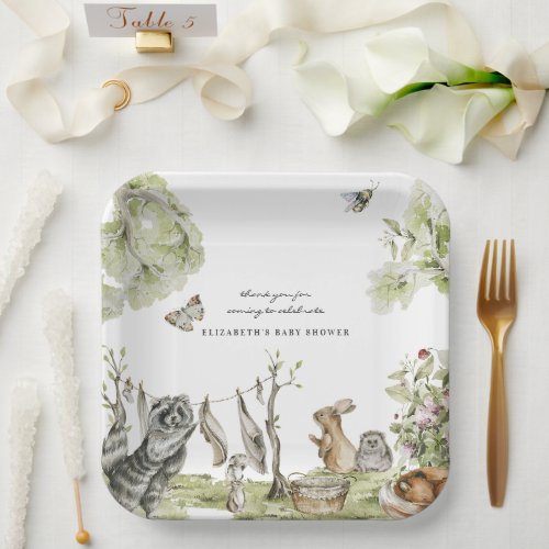 Woodland Picnic  Forest Animals Baby Shower Paper Plates