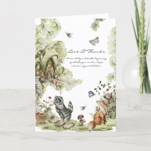 Woodland Picnic  Forest Animals Baby Shower  Thank You Card