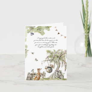Woodland Picnic Forest Animals Photo Letterpress Thank You Card