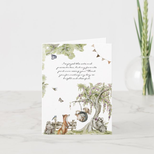 Woodland Picnic | Forest Animals Photo Thank You Card (Front)