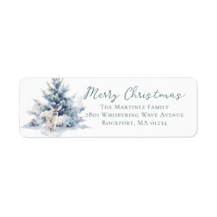 Woodland Pine Deer Christmas Return Address Label