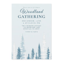 Woodland Pine Forest Rustic Dinner Party Blue