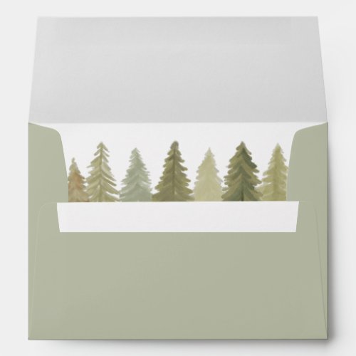 Woodland Pine Trees Baby Shower Envelope