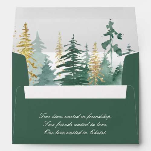 Woodland Pine Trees Inspirational Green Envelope