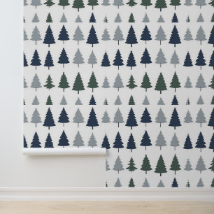 Woodland Pine Trees Peel and Stick Accent Wall Wallpaper