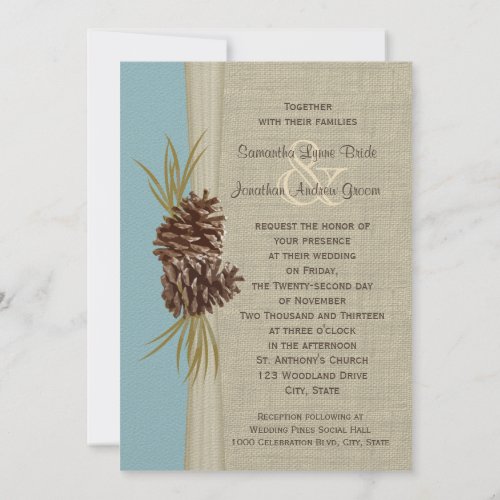 Woodland Pines Blue Wedding Invitations
