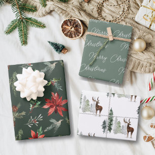 Woodland Pines Christmas Wrapping Paper Sheets