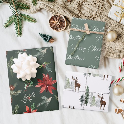 Woodland Pines Christmas Wrapping Paper Sheets