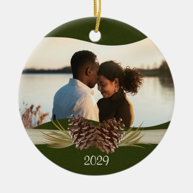 Woodland Pines Photo Ceramic Ornament (Front)