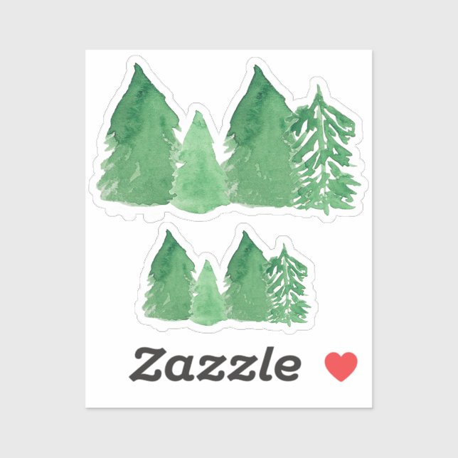 Woodland Pines Watercolor Sticker (Sheet)