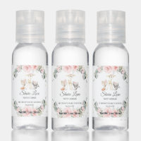 Woodland Pink Floral Greenery Baby Shower Favors Hand Sanitizer