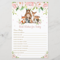 Woodland Pink Floral Well Wishes for Baby Card