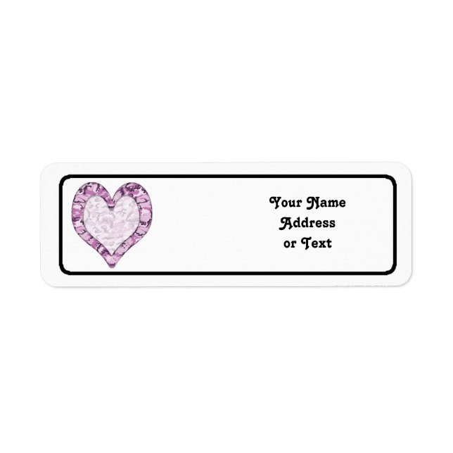 Woodland Pink/Purple Camouflage Heart Label (Front)