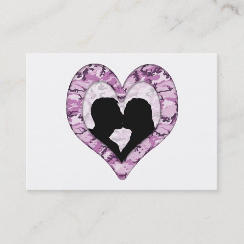 Woodland Pink/Purple Camouflage - Kissing Couple Business Cards