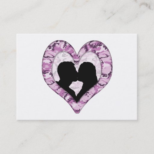 Customizable Woodland Pink/Purple Camouflage - Kissing Couple Business Cards