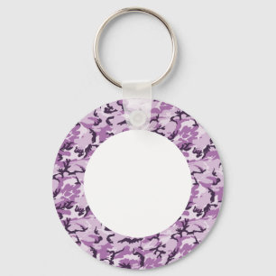 Woodland Pink/Purple Camouflage - with White Keychain