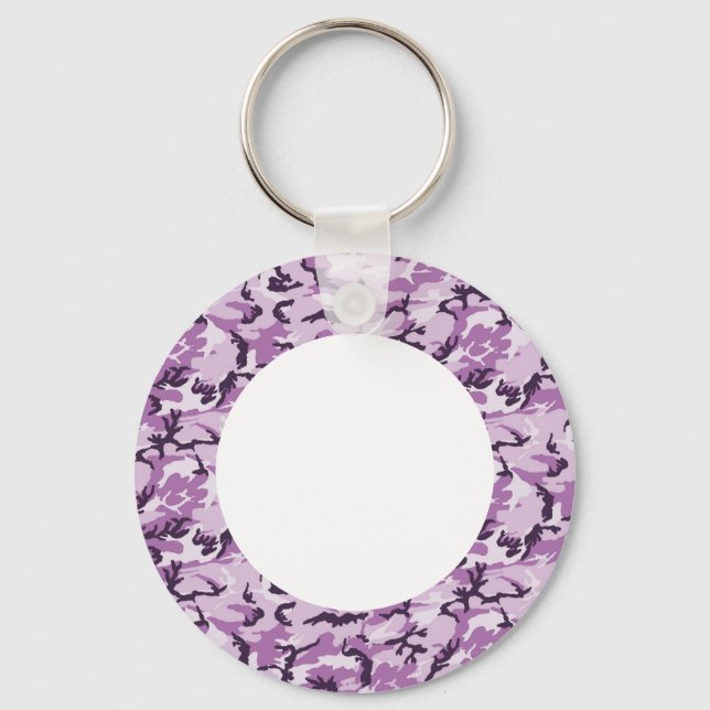 Woodland Pink/Purple Camouflage - with White Keychain (Front)