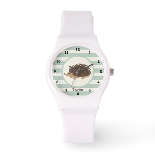 Woodland Porcupine Hedgehog Light Sage Green Watch