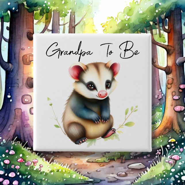 Woodland Possum Grandpa To Be Baby Shower Button (Creator Uploaded)