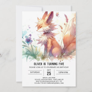 Woodland Printable Fox Birthday Invitation