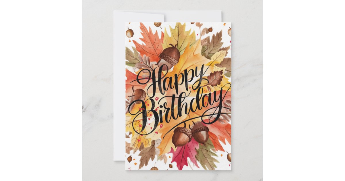 Woodland Pumpkin Autumn Fall Happy Birthday Card | Zazzle