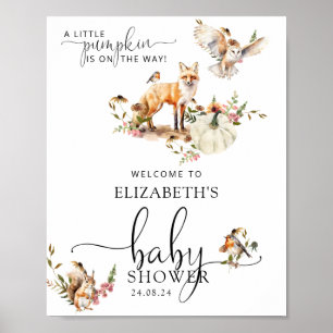 Woodland Pumpkin Fall Baby Shower Welcome Poster