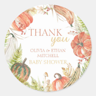 Woodland Pumpkin Thank You Favor Classic Round Sticker