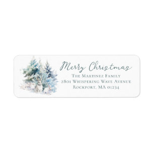 Woodland Rabbit Christmas Return Address Label