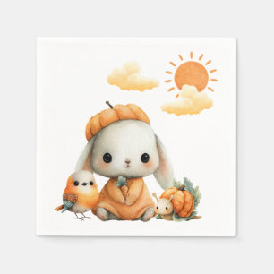 Woodland Rabbit Snail Bird Fall Kids' Birthday Napkins