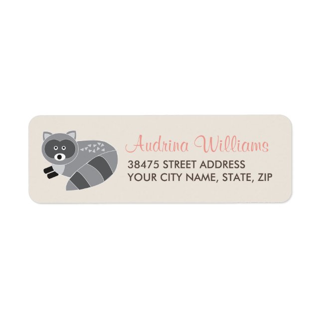 Woodland Raccoon Address Label (Front)