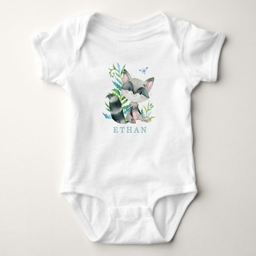 Woodland Raccoon Adorable Personalized Baby Bodysuit