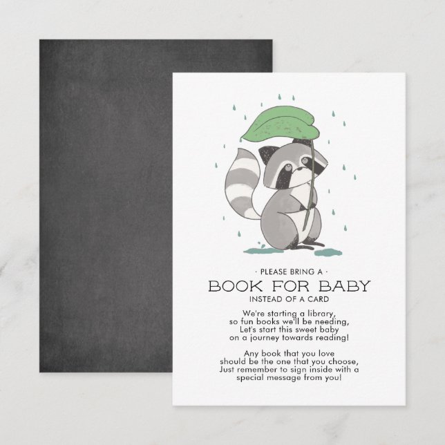 Woodland Raccoon Baby Shower Book for Baby Card (Front/Back)